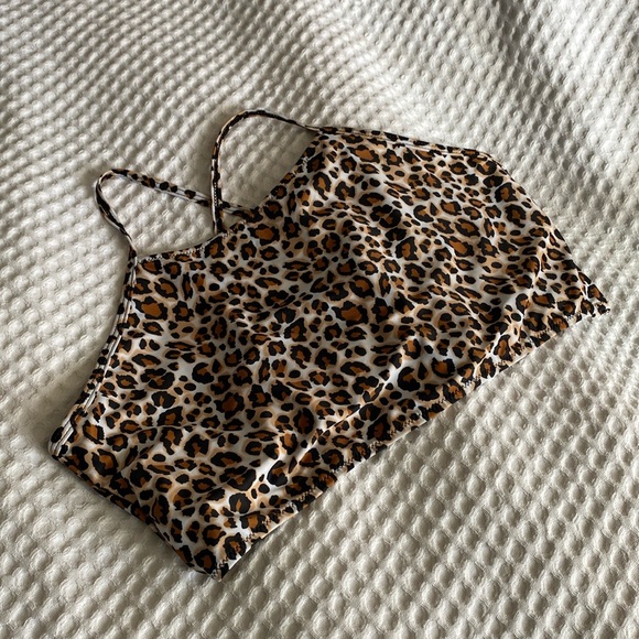 *BOGO Zaful leopard print high neck cross back bikini swimsuit top women’s XL - Picture 1 of 5